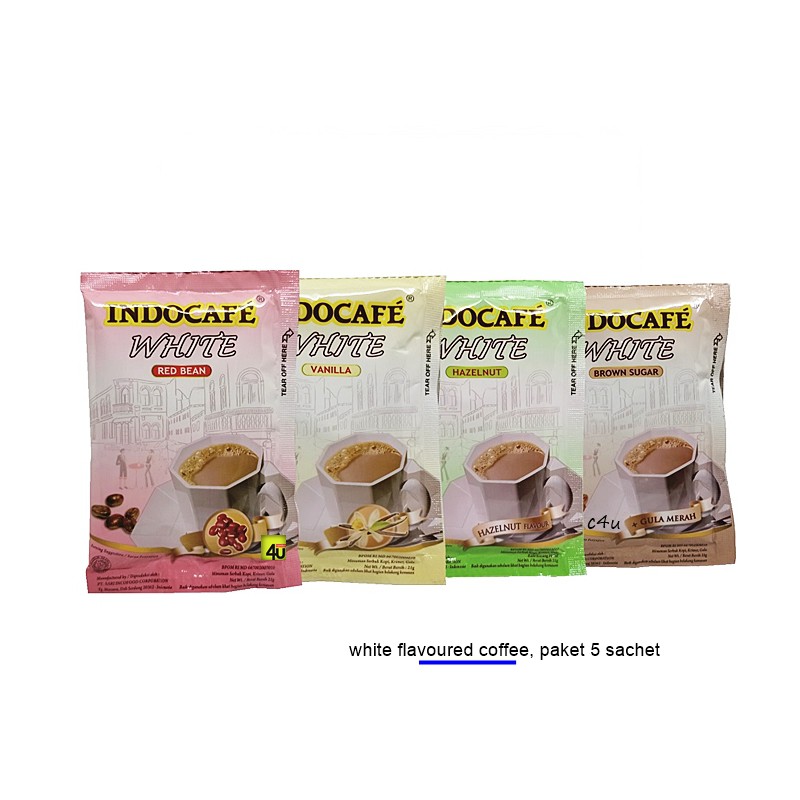 

Indocafe WHITE - Flavoured Coffee Mix - Paket 5 sachet