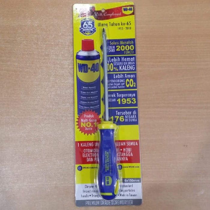 OBENG KARET WD-40 ORIGINAL MURAH/Obeng Magnet Gagang Karet By WD 40 WD40 6&quot; x 6 mm Plus (+) Minus (-