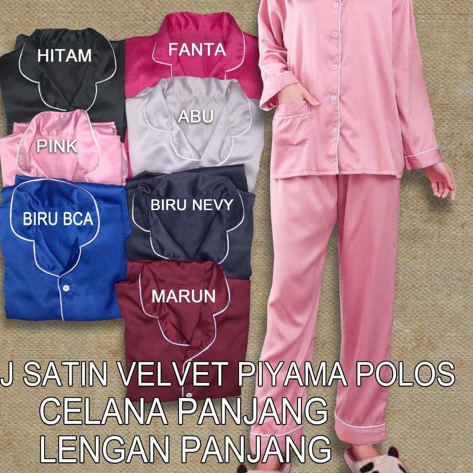 Modern -  PIYAMA SATIN VELVET LENGAN PANJANG size standar dan jumbo