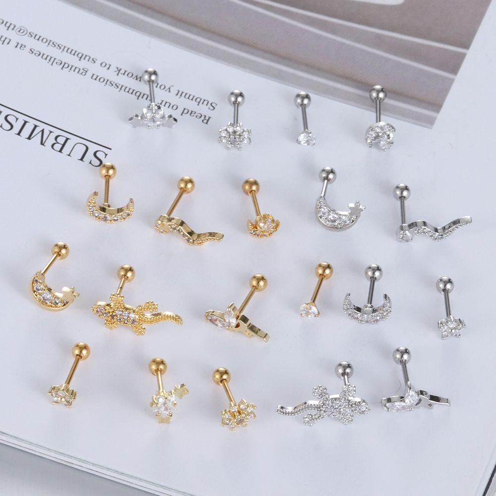 Preva 1PC Stud Telinga Tulang Rawan Ular Helix Piercing Stainless Steel Anting Telinga Cicak Tokek