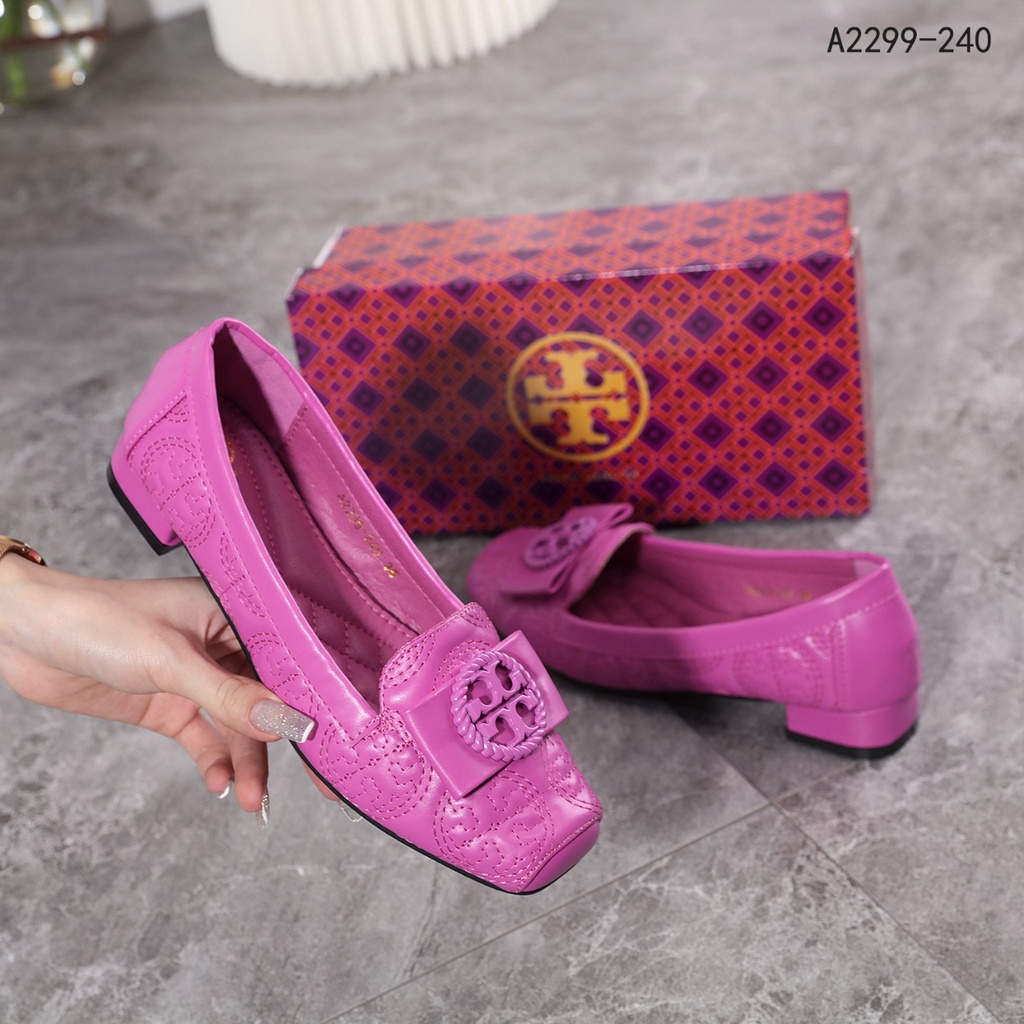 TB Leather Logo-Bow Block Heel A2299-240