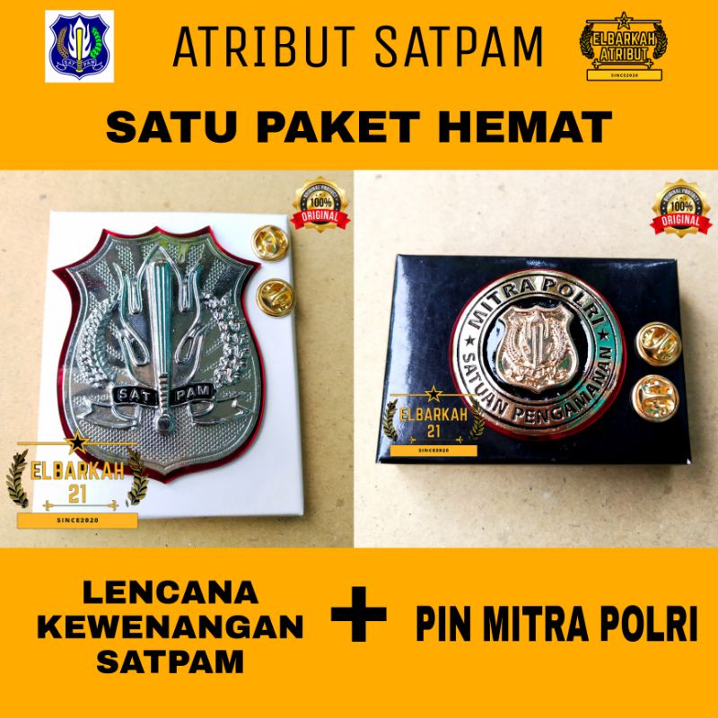 LENCANA KEWENANGAN SATPAM+PIN MITRA POLRI SATU PAKET HEMAT