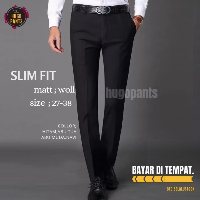 CELANA KANTOR SLIM FIT PRIA BAHAN WOOL CELANA PANJANG KERJA FORMAL JUMBO MURAH MERK DICKER