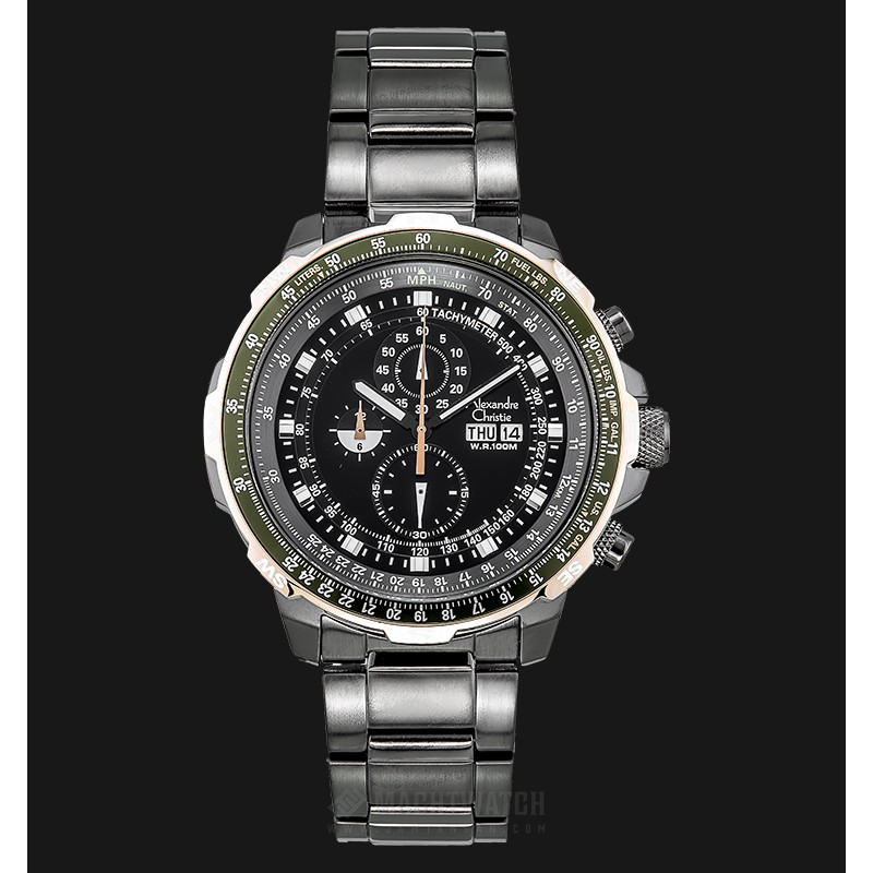 Alexandre Christie AC 6476 MC BTEBAGN Chronograph Men Black Dial Black Stainless Steel Strap