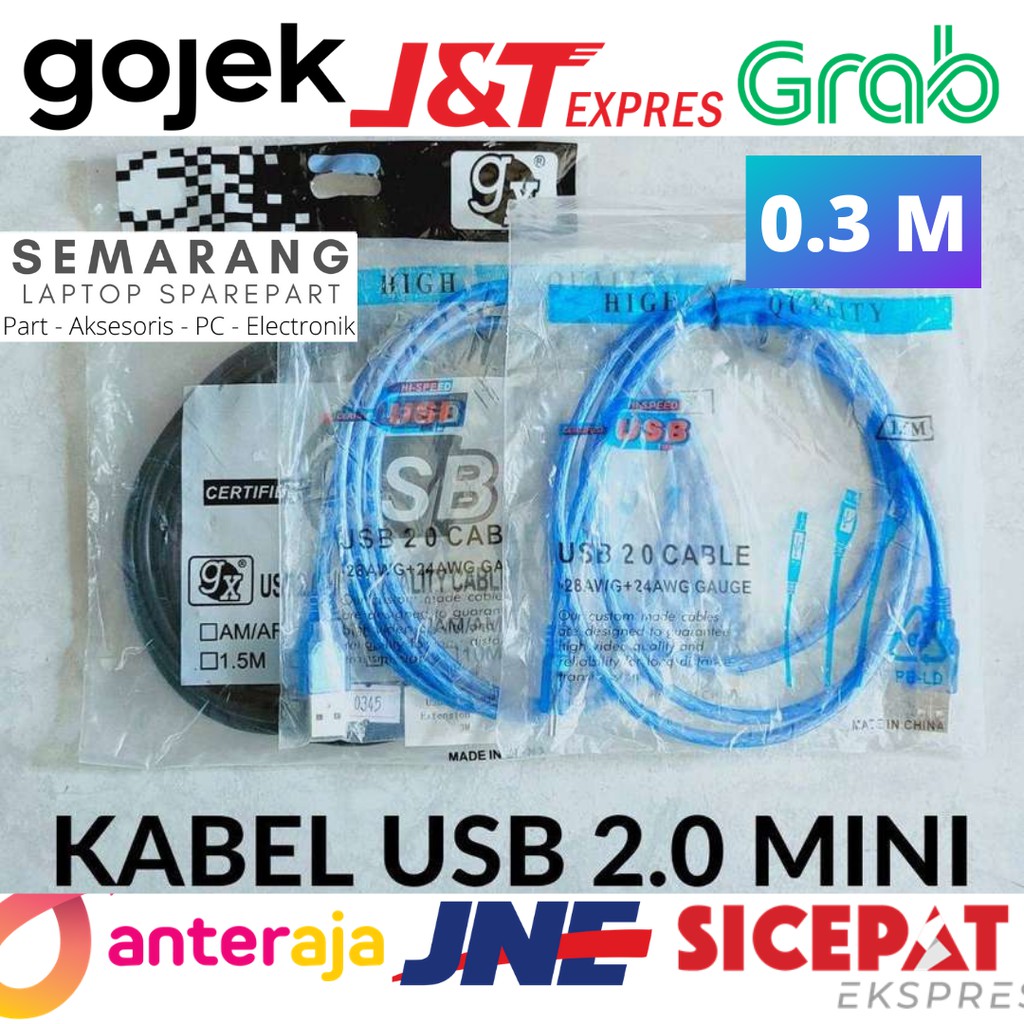 KABEL MINI USB 30CM 0.3M 5 Pin 5Pin Pendek Meter Cable Murah