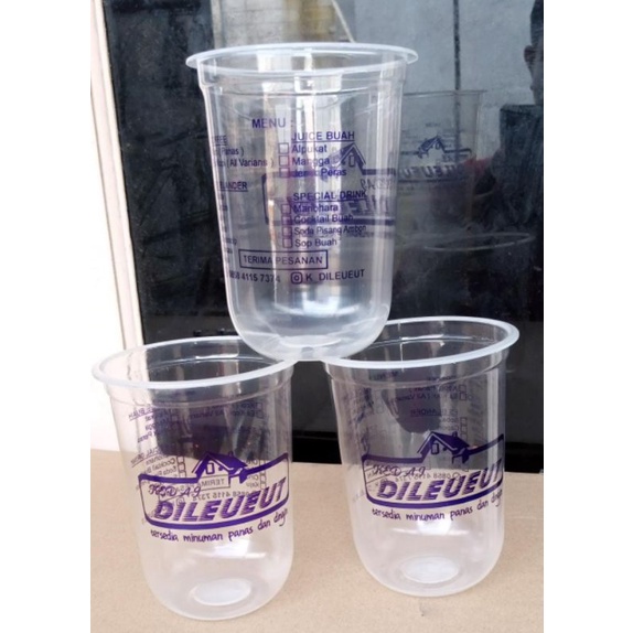 sablon gelas cup plastik 16 Oz oval 8gr -