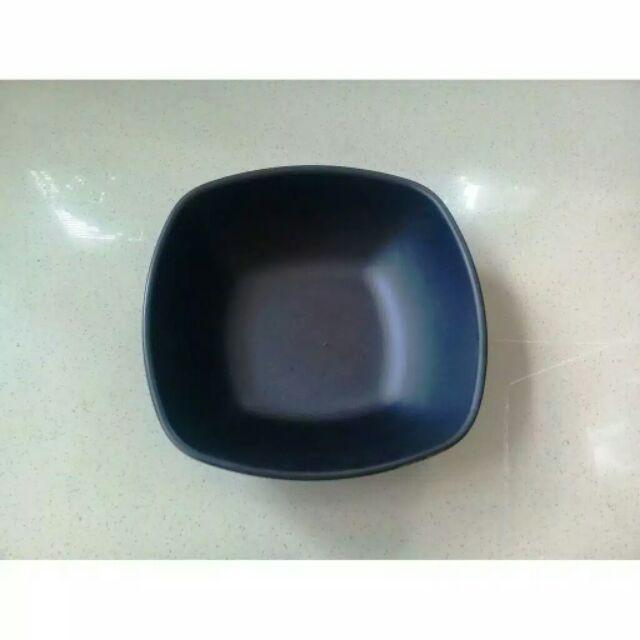 Mangkok Kotak Model Batu 6.9 Hitam Melamine - Golden Dragon W6407a