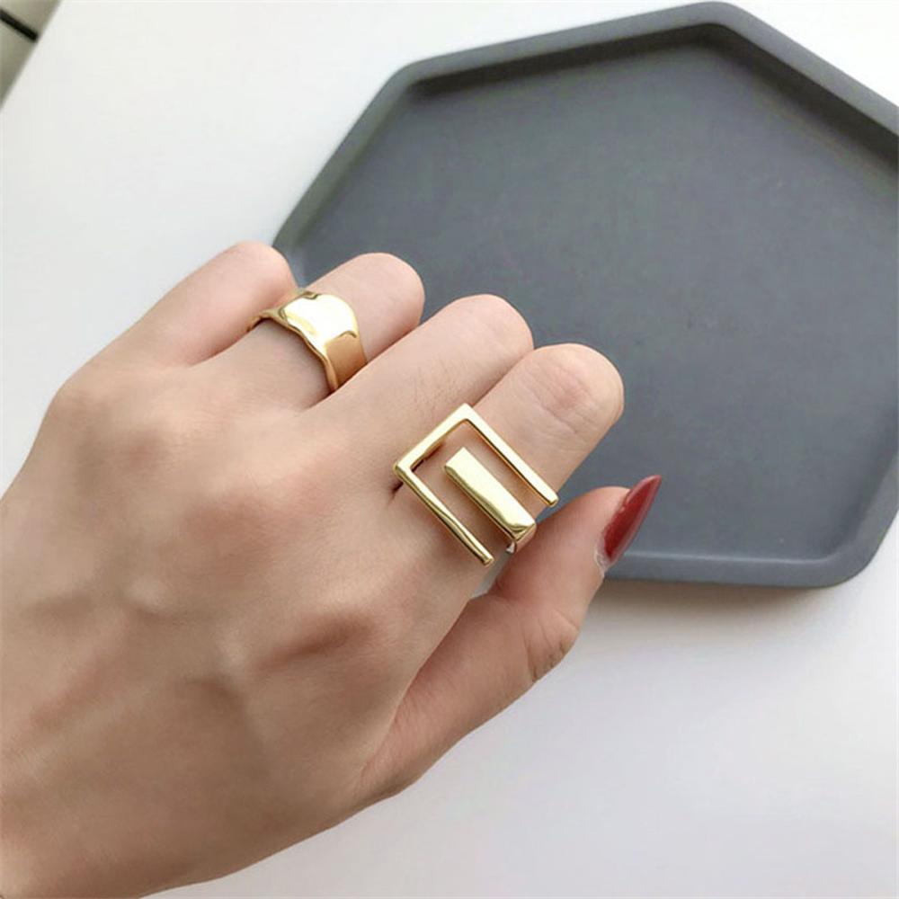 Needway Cincin Berongga Perhiasan Fashion Wanita Tidak Teratur Trendi Keren Hadiah Cincin Terbuka