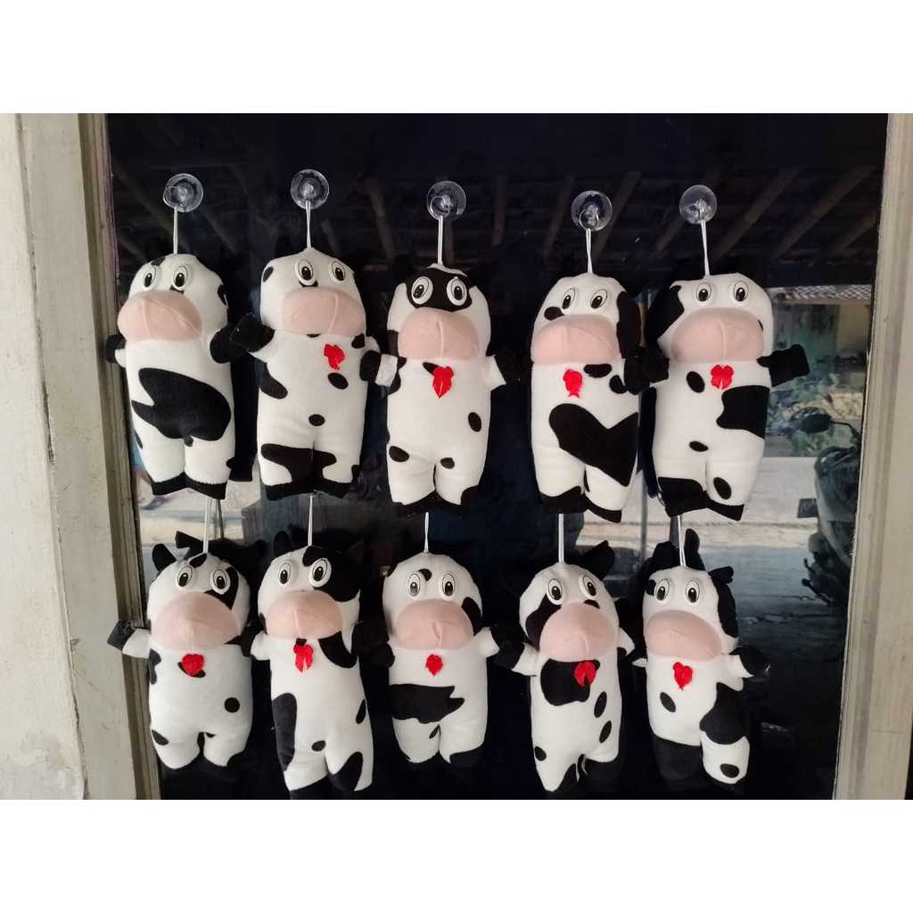 boneka tempean kaca mobil karakter sapi isi 10pcs / boneka tempelan / boneka murah / gratis tempelan kaca / boneka hiasan kaca mobil