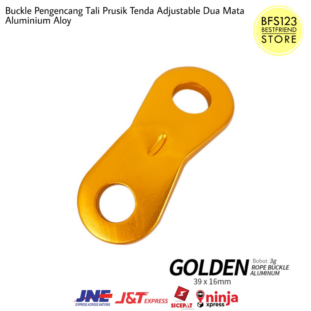 Buckle Pengencang Tali Prusik Tenda Adjustable Dua Mata Aluminium Aloy