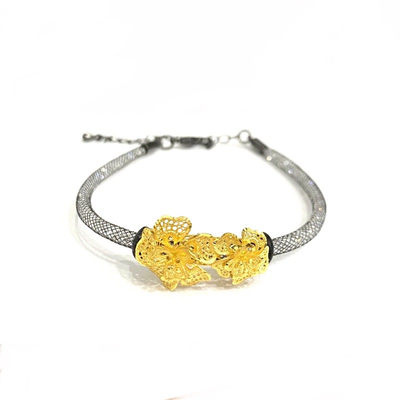 Gelang Tali Pandora Terbaru Set Liontin Emas Asli Kadar 700 Pipa Kembang