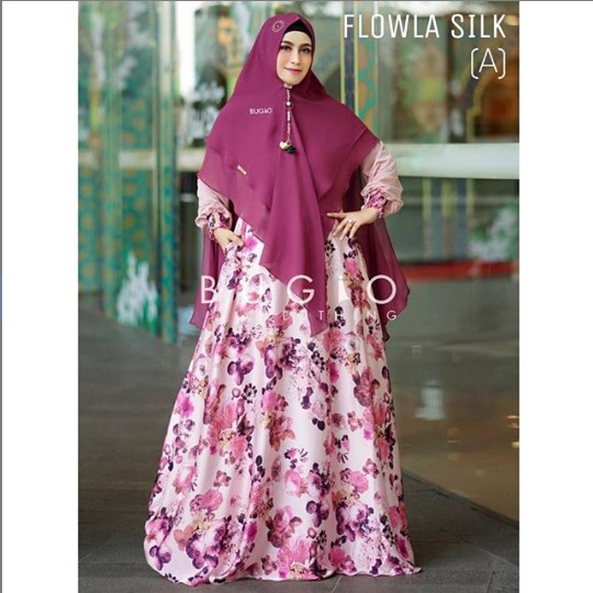 FLOWLA dress bugio ori| gamis syari | dress silk maxmara