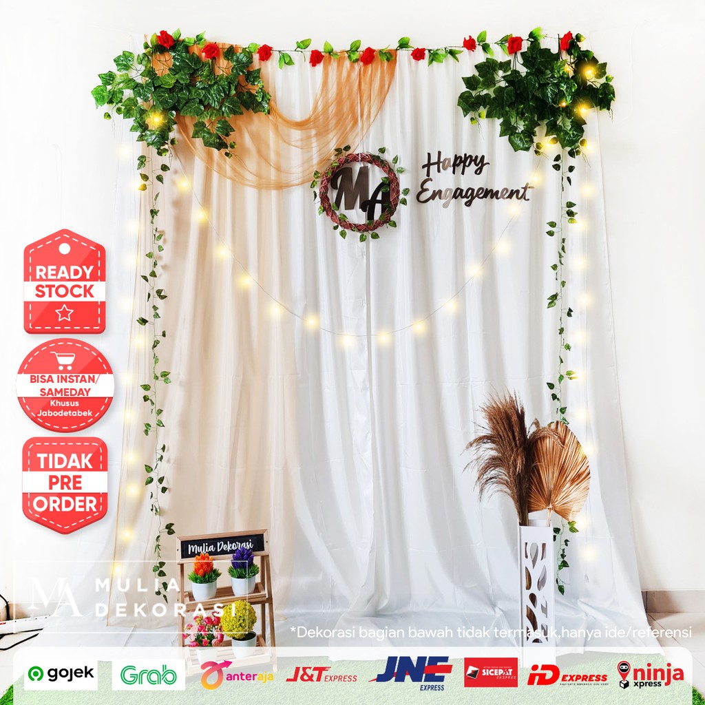 Dekorasi Lamaran Tunangan Backdrop Nikahan PhotoBooth DIY Akad Nikah Aqiqah Khitan Paket Mulia KKK