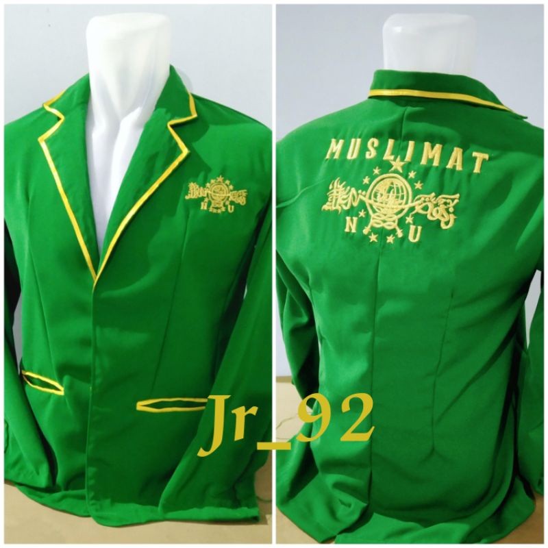Jas Muslimat NU/Jas Patayat NU/Jas Seragam Almamater Hijau/Jas NU Plus Nama Domisili