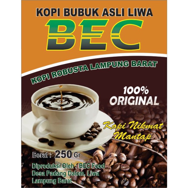 

Kopi Bubuk BEC Robusta 100% Original 250gr Liwa Lampung Barat