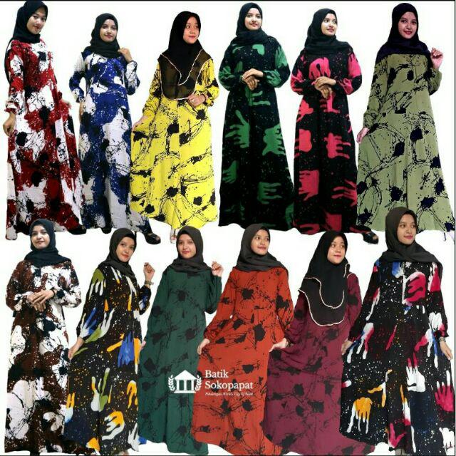 Gamis Twill Batik Terbaru Abstrak Malam
