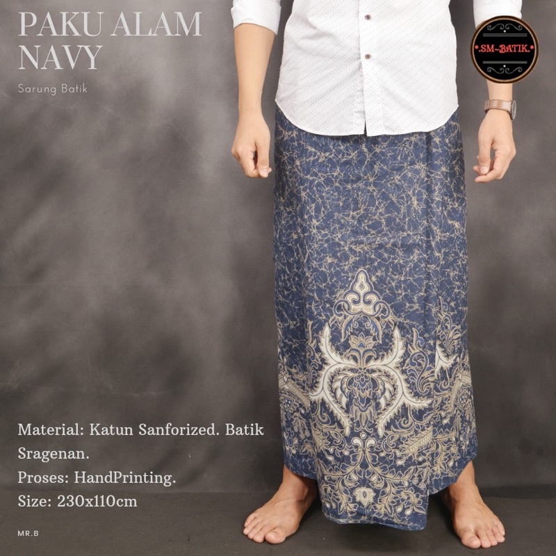 PAKU ALAM NAVY SARUNG SARONG BATIK Pria Solo Cowok Dewasa Motif Batik Lebaran PREMIUM Asli Solo ALL 