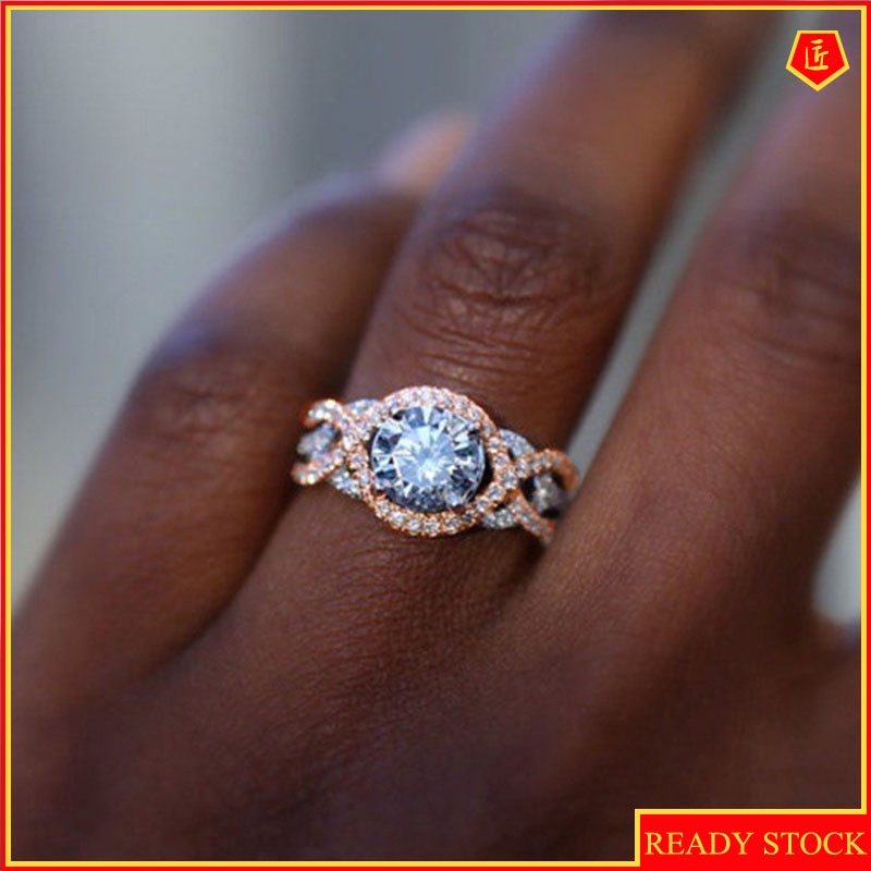 [Ready Stock]Fashion Personalized Diamond Color Separation Ring