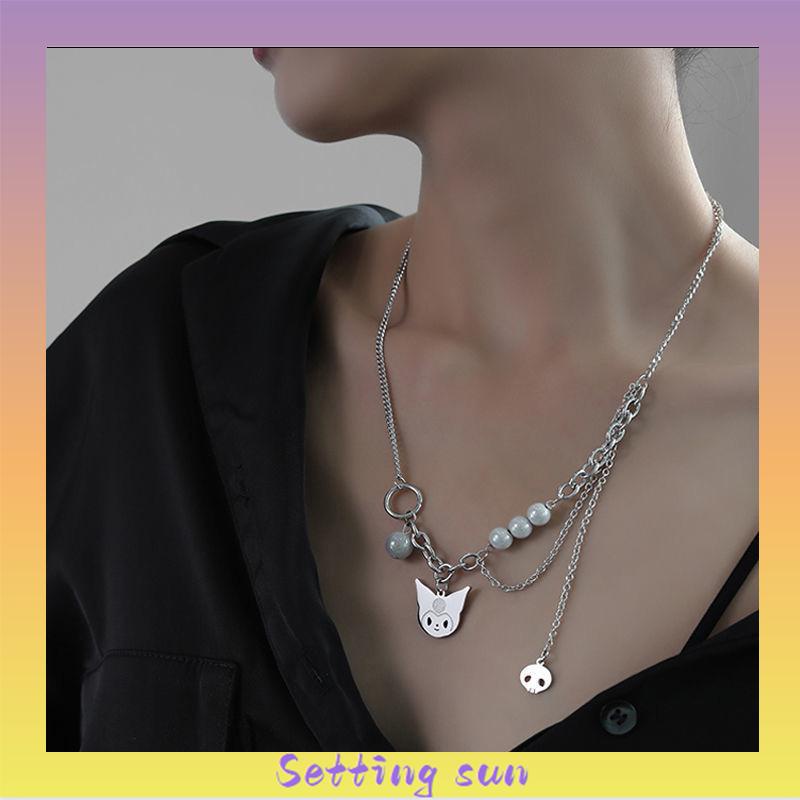 Kalung Rantai Mutiara Mosaik Multilayer TN