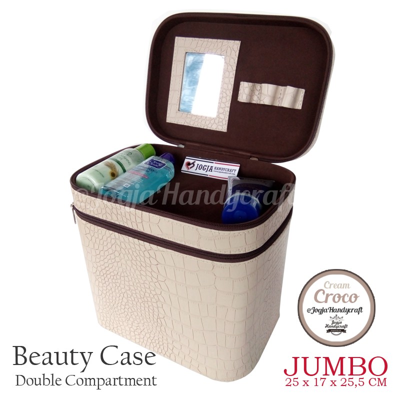 Exclusive JUMBO Size Tas Tempat Kosmetik Cream Croco Doff / Beautycase