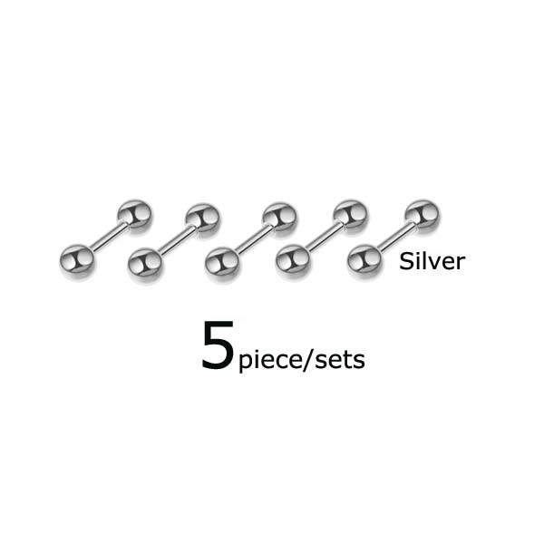 Wholesale 5piece Stainless Steel Dumbbell Double Ball Earrings Stud Helix Pinna Tragus Piercing 16G