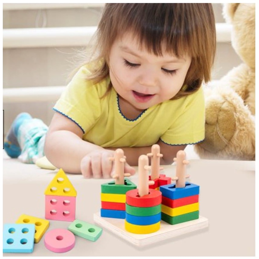 Mainan Kayu GEOMETRY SORTING TOYS - Puzzle Edukasi