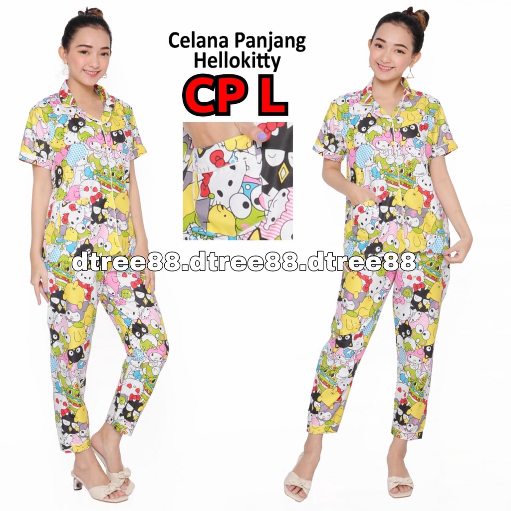 Dtree . baju tidur piyama wanita dewasa cp motif karakter/ stelan baju tidur wanita motif karakter