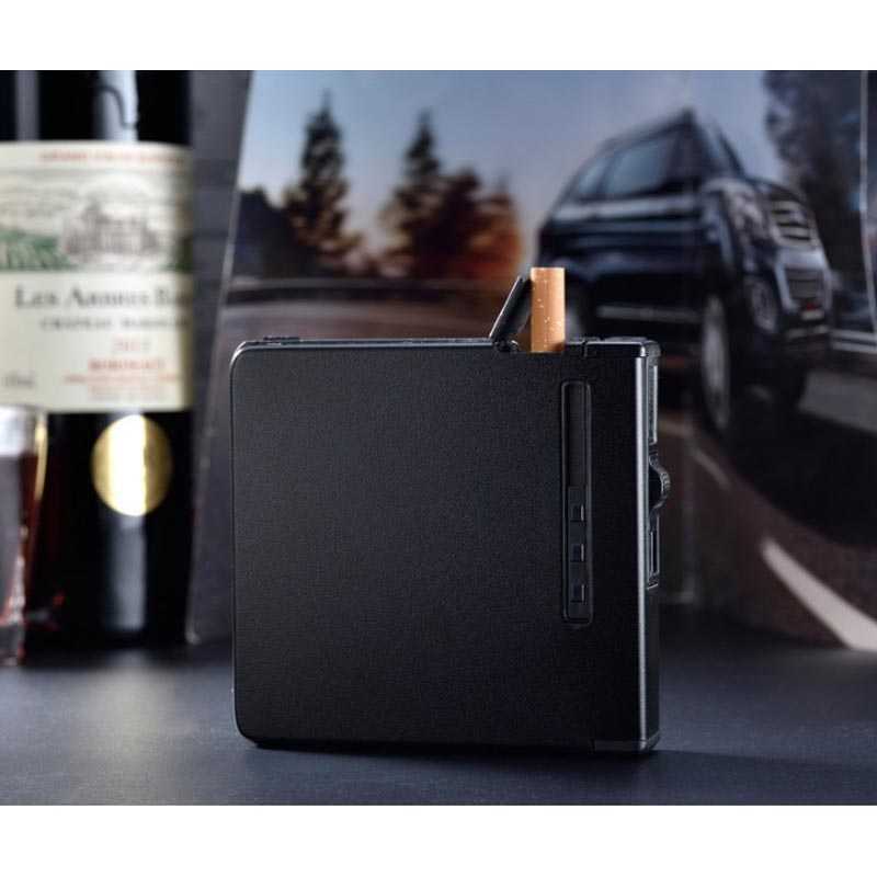 Firetric Kotak Rokok 20 Slot dengan Korek Gas - JD-YH037-Hitam