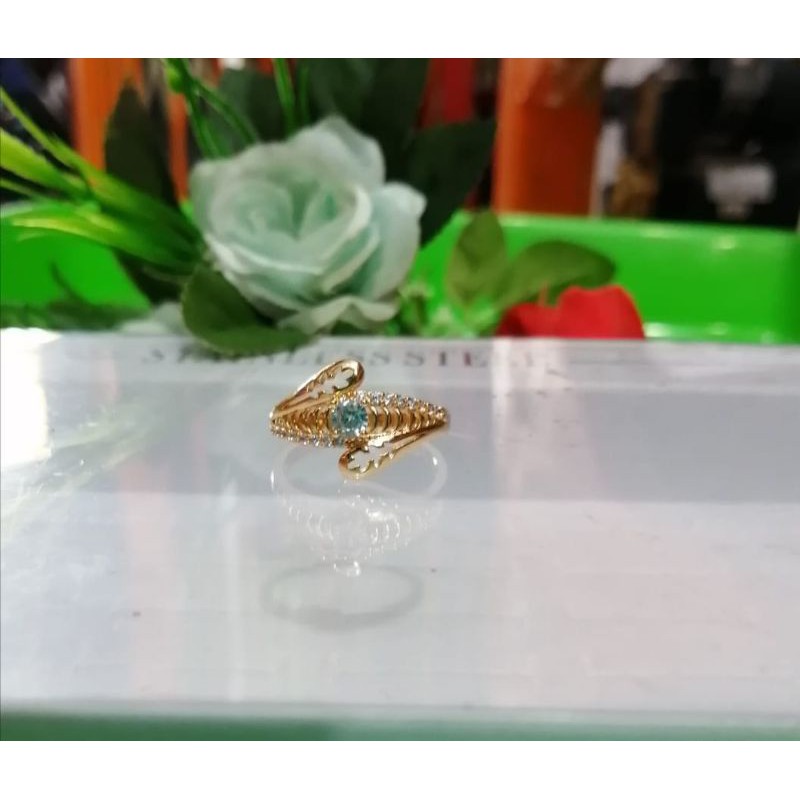 NEW&quot;&quot;Cincin wanita Titanium gold Anti karat motif pilihan RO-27 lapis emas