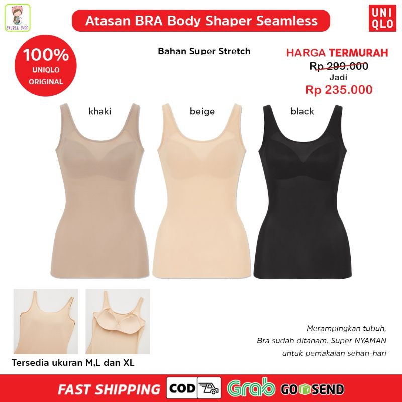 UNIQLO WOMEN ATASAN BRA BODY SHAPER SEAMLESS (TL)  korset pelangsing tanktop bra top ready  bisa cod
