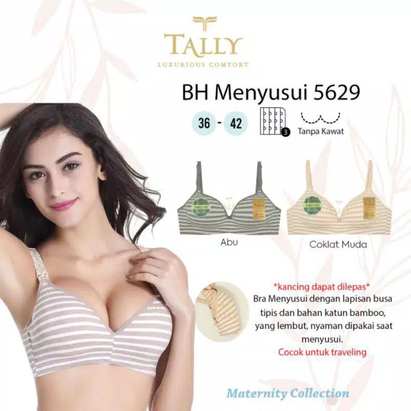 TALLY Bra Menyusui Premium Katun 5629 Nursing Bra Busa Tanpa Kawat Original