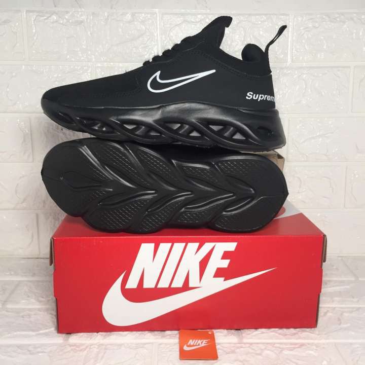 SEPATU SNEAKERS NIKE122 ZOOM SUPREME AIRMAX09 PRIA WANITA FULL BLACK