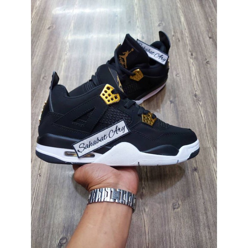 nike air jordan retro 4 royalty black metallic gold