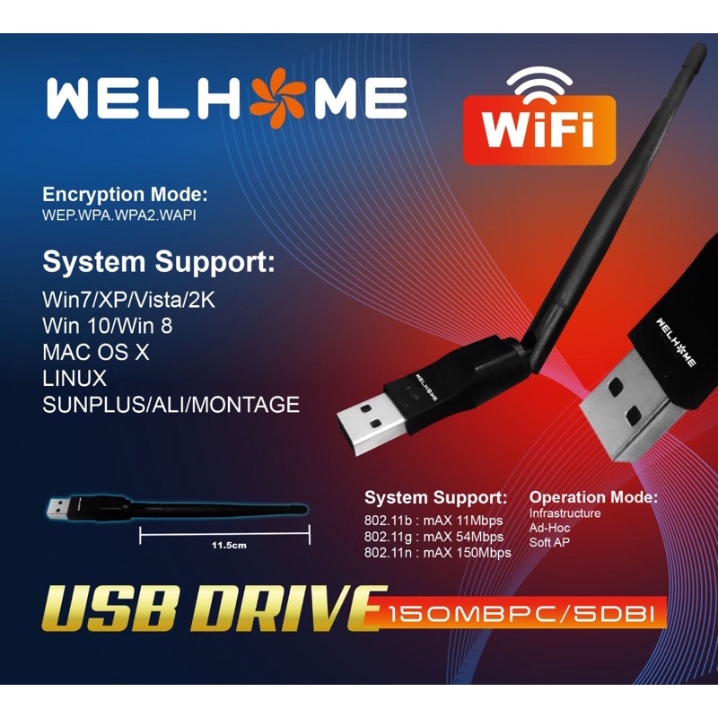 USB Wifi Wireless Dongle Adapter MT-7601 Welhome