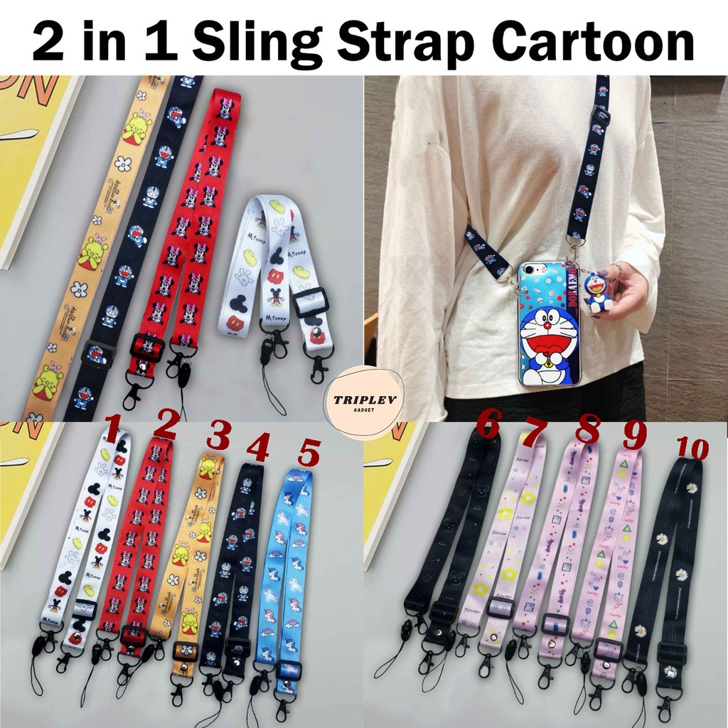 LANYARD TALI HP SLING STRAP CARTOON DISNEY HELLOKITTY DORAEMON POOH