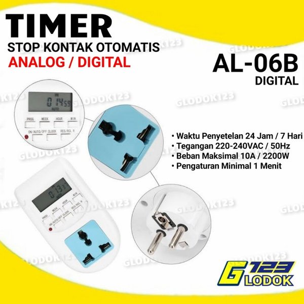 Stop Kontak Timer ON OFF Listrik Otomatis Manual Analog Digital 24 Jam