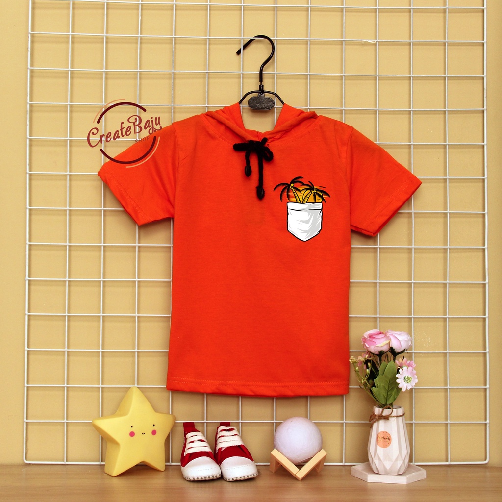 KAOS ATASAN HOODIE ANAK POCKET SUMMER BAJU ATASAN ANAK 1-7 TAHUN