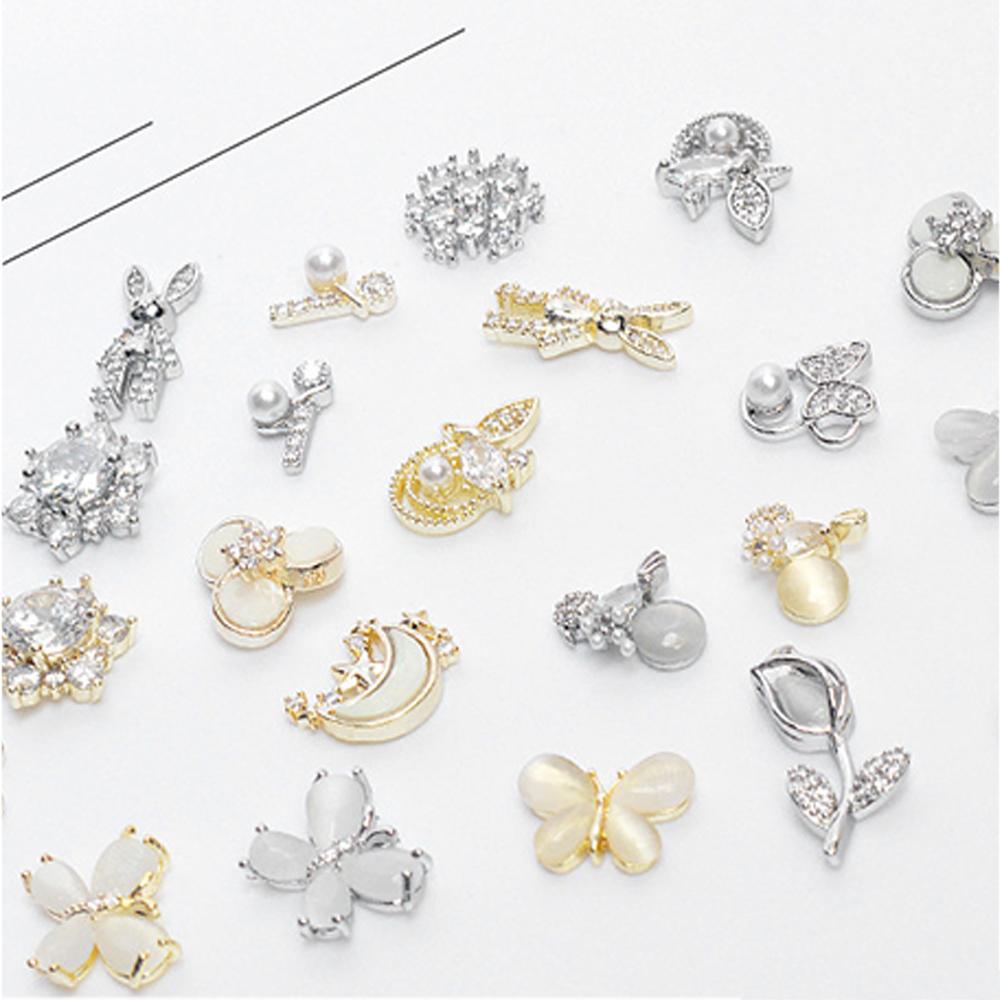 AUGUSTINA Agustin 3D Kuku Zirkon DIY Shiny Flower Butterfly Moon Manicure Nail Jewelry