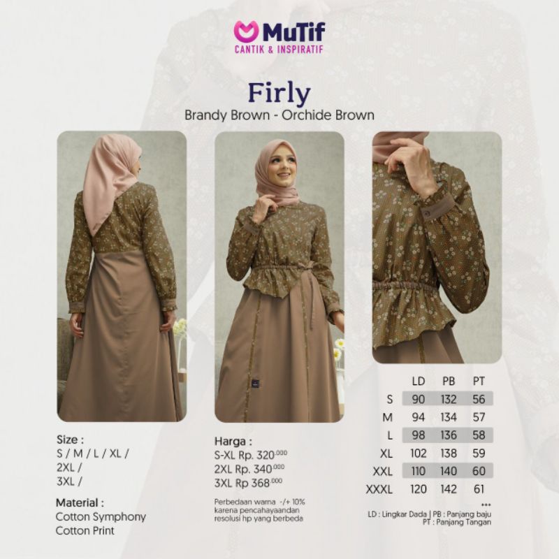 GAMIS MUTIF FIRLY BRANDY BROWN ORCHID BROWN  GAMIS MUTIF FIRLI