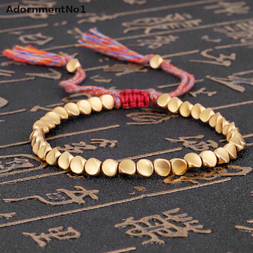 (AdornmentNo1) Gelang Tangan Tali Kepang Gaya Tibet Aksen Manik-Manik Tembaga Untuk Unisex / Pria / Wanita