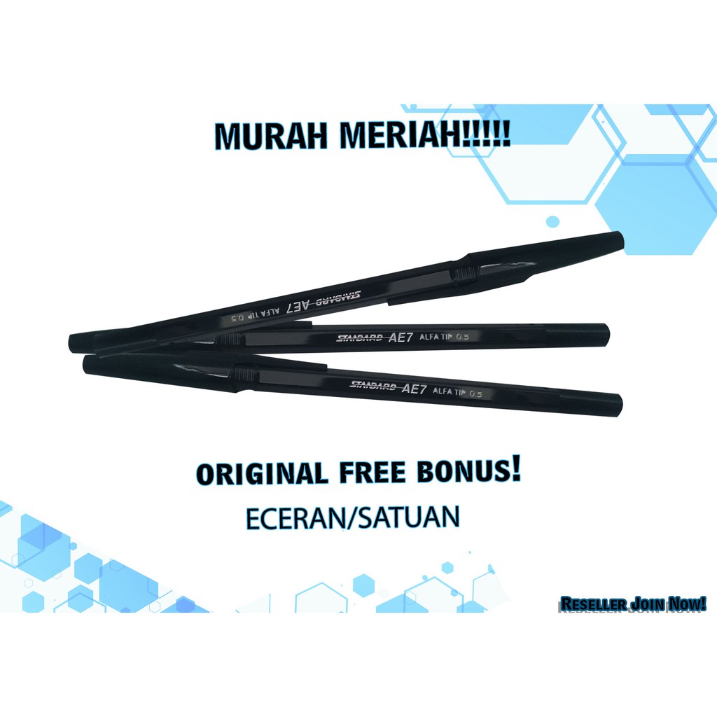 ( SATUAN ) Pulpen Standart AE7 Murah ( FREE BONUS )