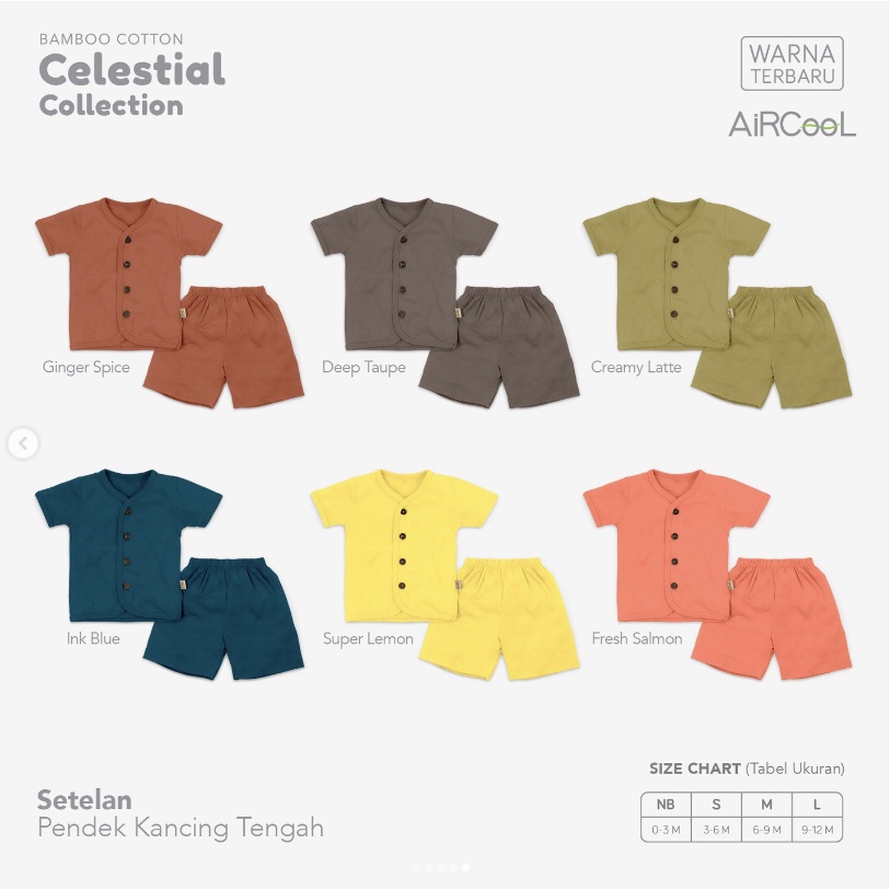 VELVET Stelan Pendek Celestial Piyama Bamboo Cotton  Size Newborn | S | M | L (1 stel/pack)