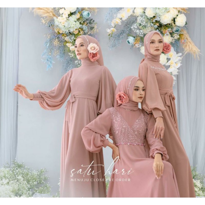 Dress pesta Muslimah - gaun kondangan - qiana dress