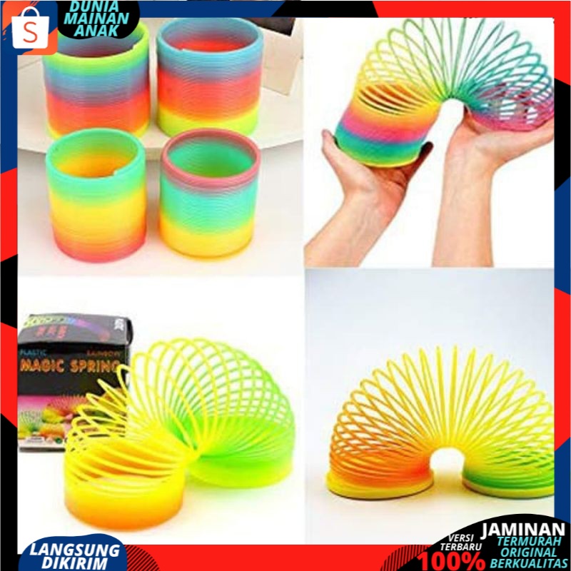 Mainan Anak Magic Spring Diameter 5,5 Mainan Spiral Rainbow Pelangi Plastik Murah Dan Aman