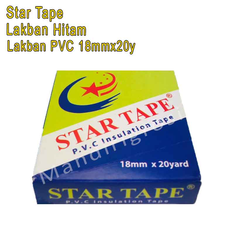 Lakban Hitam * Star Tape * Lakban PVC * 18mm x 20yard