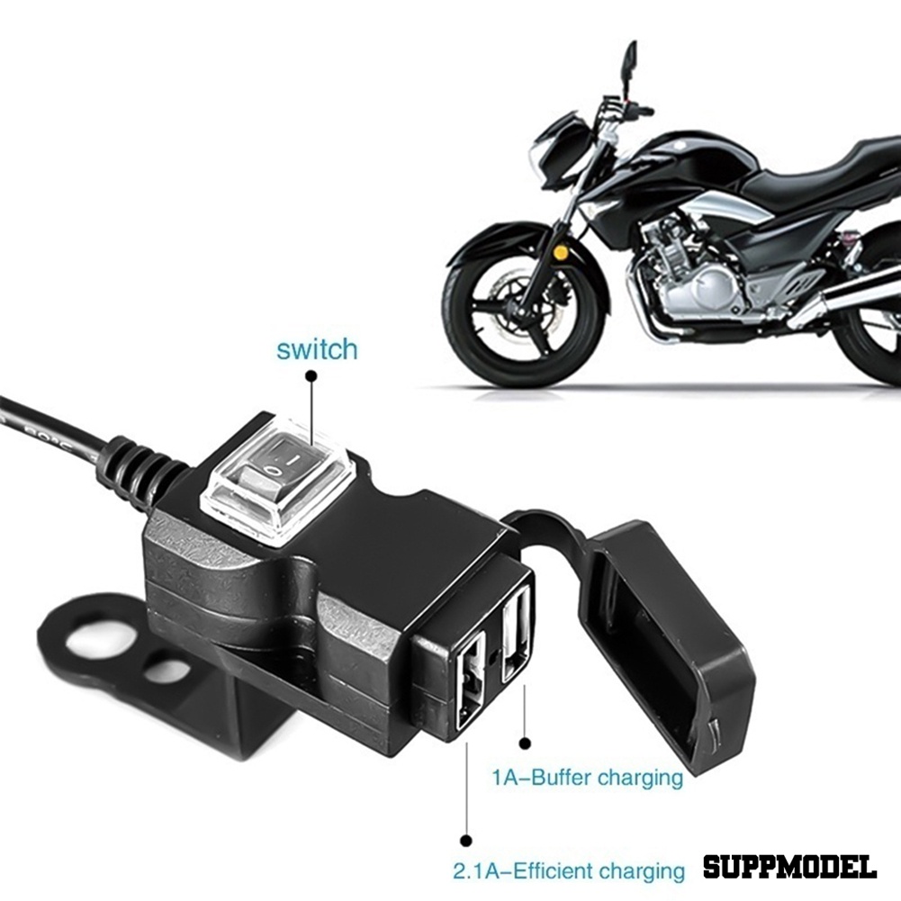 Spm Adapter Charger Dual Port Usb 1.5 / 2a Tahan Air Untuk Motor