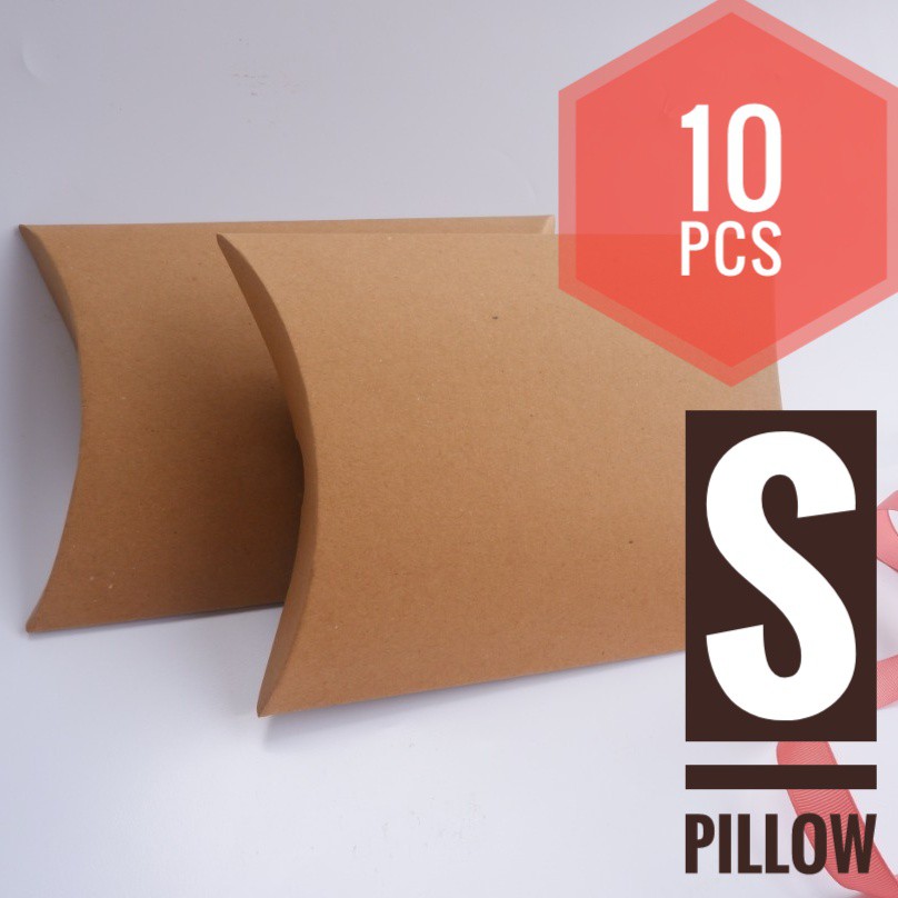 

[HARGA 10 PCS] PILLOW BOX KRAFT SMALL / Packaging / Paperbag (S Kraft 280gr, 13.5 x 18.5 x 4 cm)