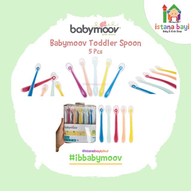 Babymoov Silicone Spoon Mix 5pcs (A102407) - Babymoov sendok bayi