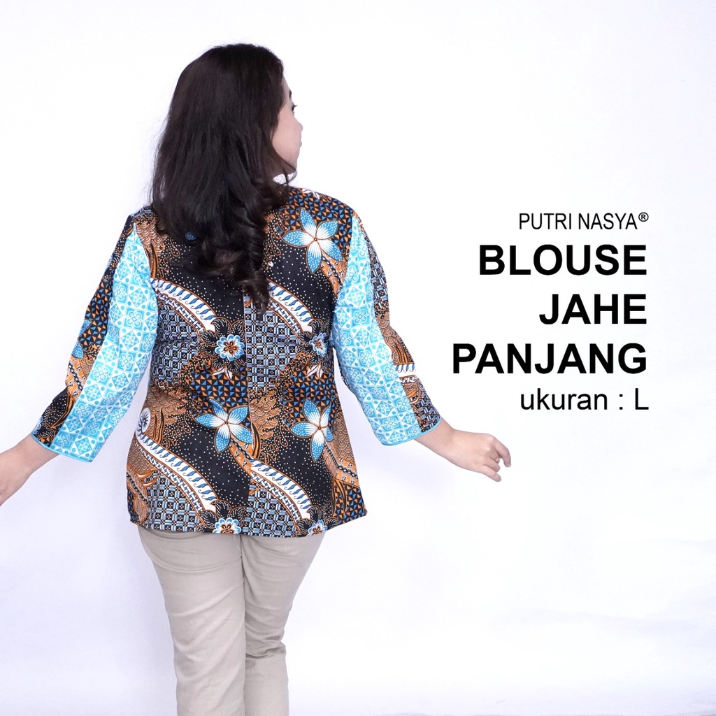 Atasan Batik Jumbo Wanita Blouse Big Size Wanita Kerja Jumbo S-M-L-XL-2L-3L-4L-5L-6L-7L Model Blus Jumbo Seragam Batik / Pakaian Batik Kekinian Bigsize Terbaru Bahan Katun / Pakaian Batik Kantor Formal LD 140 Terkini Modern Trendy Wanita