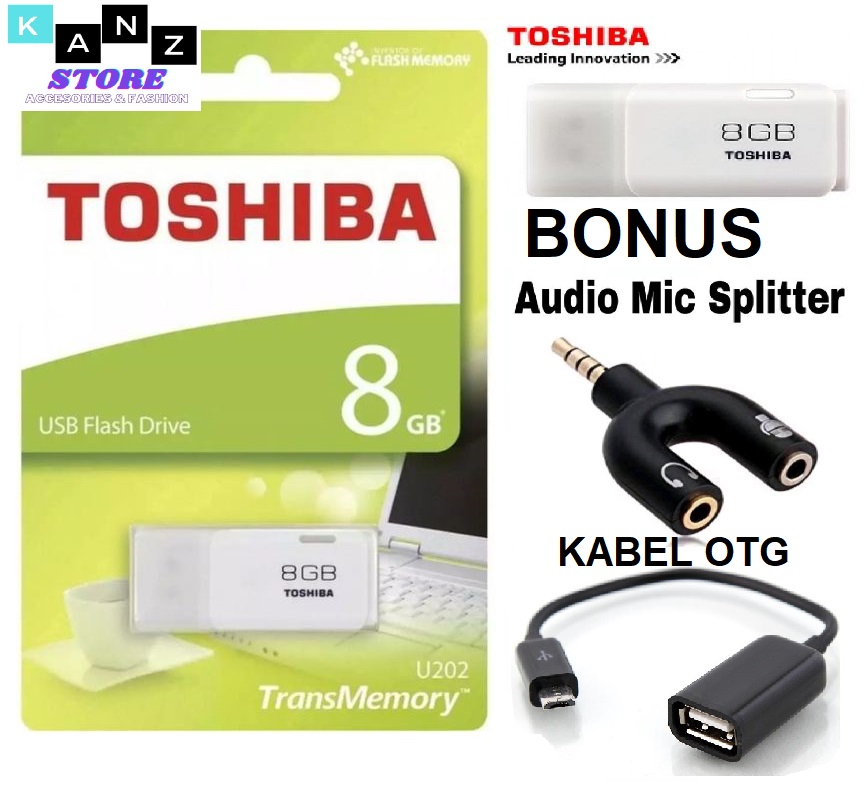 TOSHIBA FLASHDISK 8 GB FREE OTG+JACK AUDIO SPLITTER TOSHIBA HAYABUSA 8 GB FREE OTG + JACK